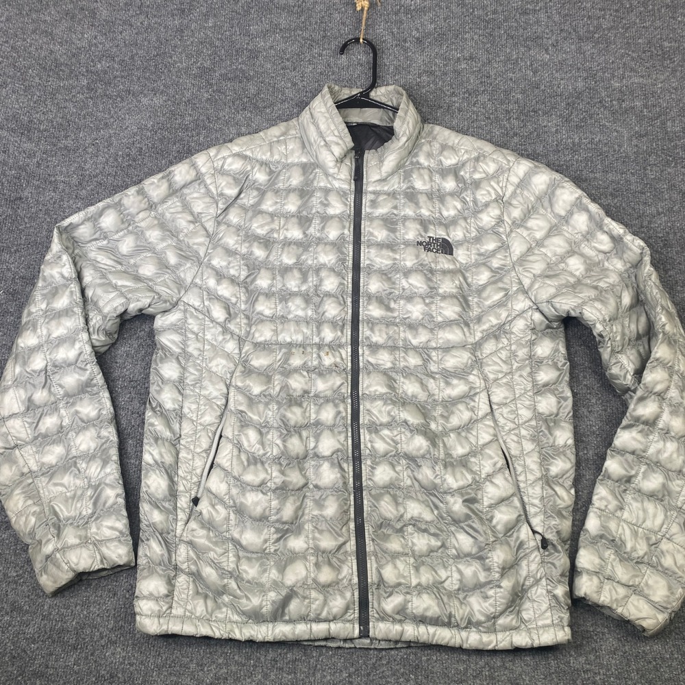 The North Face Thermoball Full Zip Puffer Jacket Mens Medium Silver Grey